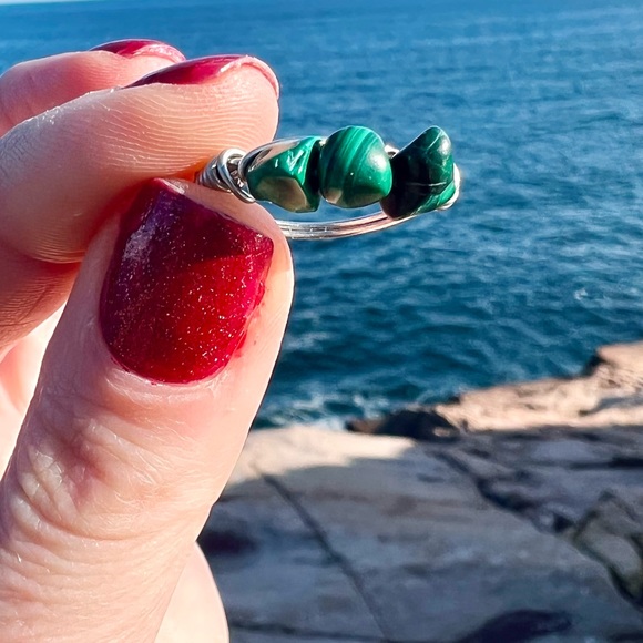 Hand Crafted Jewelry - Malachite Crystal Ring Size 7